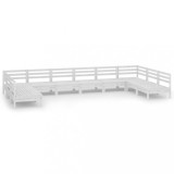 Set mobilier relexare gradina, 10 piese, alb, lemn masiv de pin