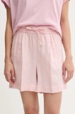 United Colors of Benetton pantaloni scurți din in culoarea roz, uni, high waist, 4AGHD901T