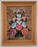 Pictură pe tabla de lemn, Alicia Rodelas, 45.3x36.9cm, Flori, Ulei, Impresionism