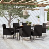 Cumpara ieftin Set de servit masa pentru grădină, 7 piese, negru