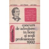 Literatura romana - Concurs de admitere in licee si scoli profesionale 1992