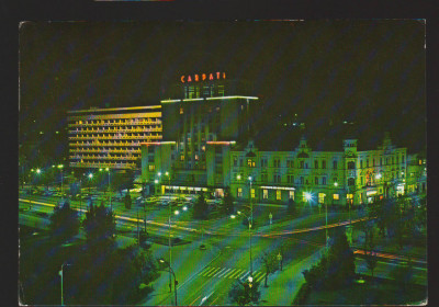 CPIB 21492 - CARTE POSTALA - BRASOV. HOTEL CARPATI, NOAPTEA foto