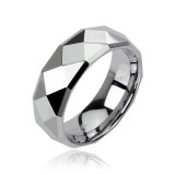 Inel din tungsten cu suprafaţă lucioasă de culoare argintie, 8 mm - Marime inel: 61