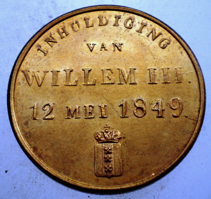 F.674 MEDALIE OLANDA WILLEM III TROUW AAN NEDERLAND 1849