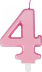 Lumanare tort cifra 4 Uvtqssp, ceara, roz, 8 cm