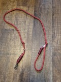 Lesă c&acirc;ini premium Gabi Weisner (Germania), piele Nappa/cordon lux, 140 cm, roșie