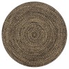 Gossi covor manual, negru si natural, 120 cm, iuta