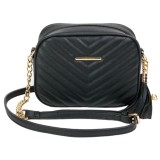 Geanta de umar cu detalii aurii pentru femei, Negru / Auriu, 21 x 16 cm, Oem