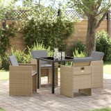 VidaXL Set de masă pentru grădină cu pernă 5 pcs Bej Rattan poli