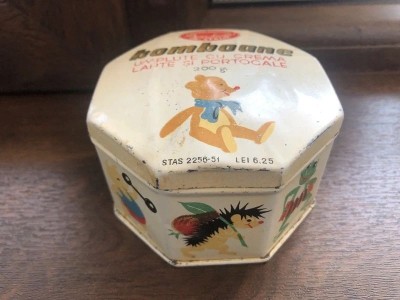 Cutie de bomboane metalica anii &amp;#039;50 - Fabrica Dezrobirea, orasul Stalin / Brasov foto