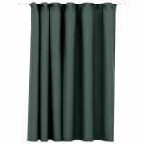 Draperie opaca, aspect de in, verde, 290 x 245 cm, cu carlige