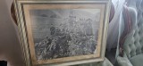 Fotografie atelier Jehalski, an 1888, 57X68 cm , Sinaia ... vizita print Eduard de Wales ( viitor rege ) , alaturi de Rege Carol I si Regina Elisabeta