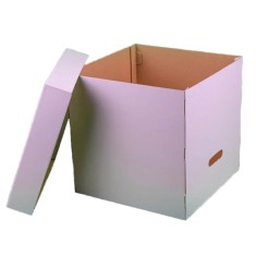 Set 25 Cutii Tort cu Capac, 330x330x330 mm, Carton Alb/Natur foto