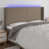 VidaXL Tăblie de pat cu LED, gri taupe, 203x16x118/128 cm, textil