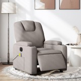 VidaXL Fotoliu electric de masaj rabatabil, gri taupe, textil