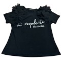 Cumpara ieftin Tricou fetita cu dantela , culoarea negru , marimea 5-6 ani