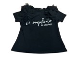 Tricou fetita cu dantela , culoarea negru , marimea 5-6 ani