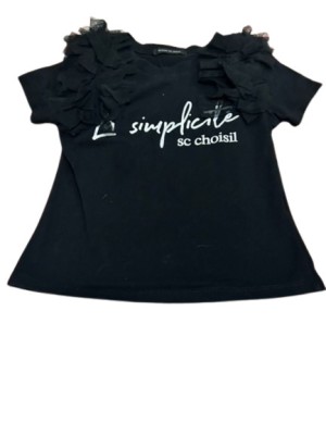 Tricou fetita cu dantela , culoarea negru , marimea 5-6 ani foto