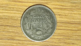 Chile - moneda de colectie argint - 5 centavos 1913 -stare buna- f greu de gasit