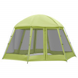 Cumpara ieftin Outsunny Cort pentru Camping Hexagonal pentru 6-8 Persoane, cu 2 intrari, 493x493x240cm, Verde | Aosom Ro