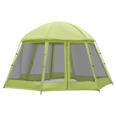 Outsunny Cort pentru Camping Hexagonal pentru 6-8 Persoane, cu 2 intrari, 493x493x240cm, Verde | Aosom Ro