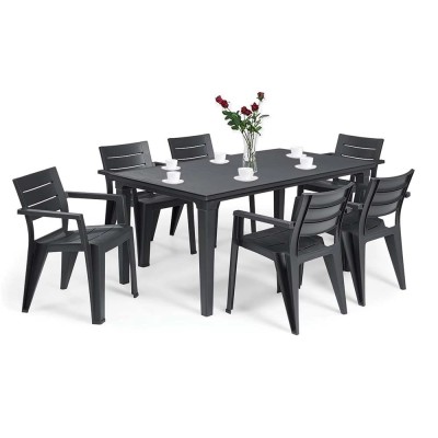Set mobilier de grădină Fujuli 6+1, grafit foto