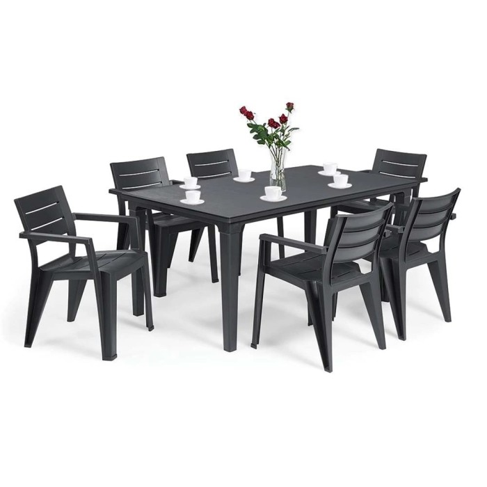 Set mobilier de grădină Fujuli 6+1, grafit