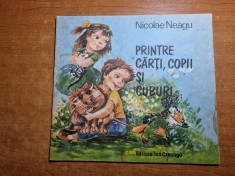 carte pentru copii - printre carti,copii si cuburi - din anul 1989