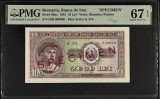 10 lei 1952 Specimen PMG67 UNC bancnota gradata, Litera