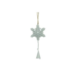 Ornament de brad fulg de nea, flippy, alb, metal, 20 cm