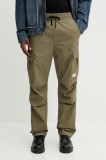 Hugo Blue pantaloni de bumbac culoarea verde, cu fason cargo, 50545643