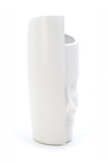 Vaza decorativa din ceramica, forma de cap, alb, 28 x 11 cm foto