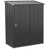 Outsunny Magazie Grădină Mare din Oțel cu Zăvor pentru Grădină, Negru | Aosom Romania