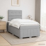 Cumpara ieftin Pat boxspring cu saltea Gri deschis 120 x 190 cm Tesatura