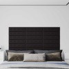 Panouri perete 12 buc. negru, 60x15 cm, piele ecologică 1,08 m&sup2;