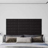 Panouri perete 12 buc. negru, 60x15 cm, piele ecologică 1,08 m&sup2;