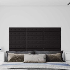 vidaXL Panouri perete 12 buc. negru, 60x15 cm, piele ecologică 1,08 m&sup2;