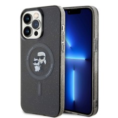 Husa Karl Lagerfeld iPhone 15 Pro Max Glitter MagSafe, Karl&amp;amp;Choupette, negru, KLHMP15XHGKCNOK foto