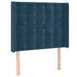 Cumpara ieftin Tablie pat cu urechi albastru inchis 103x16x118/128 cm catifea