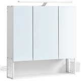 VASAGLE Dulap de baie de perete, 3 usi cu oglinda, compartiment deschis, 15x70x70cm, alb Household NewTrend