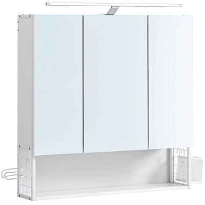 VASAGLE Dulap de baie de perete, 3 usi cu oglinda, compartiment deschis, 15x70x70cm, alb Household NewTrend foto