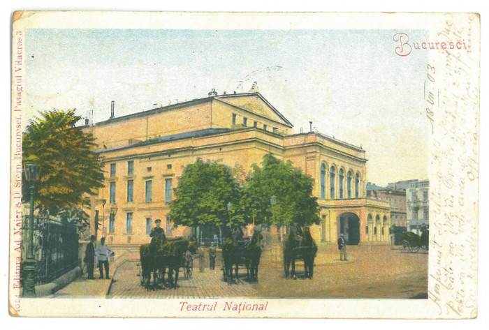 257 - BUCURESTI, National Theatre, Romania - old postcard - used - 1903
