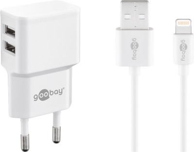 Incarcator dual Apple Lightning USB 2.4A 12W 1m alb Goobay foto