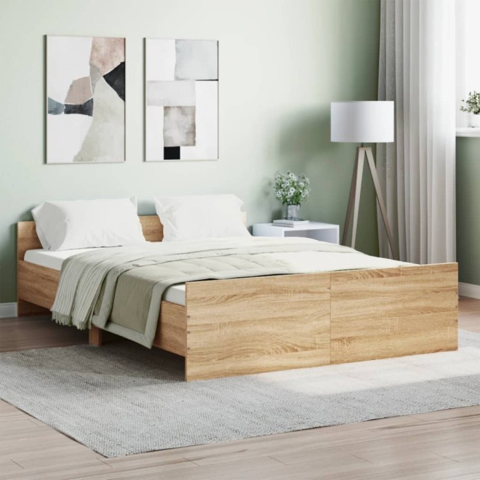 Gossi cadru pat cu tablie la cap/picioare, stejar sonoma, 140x190 cm