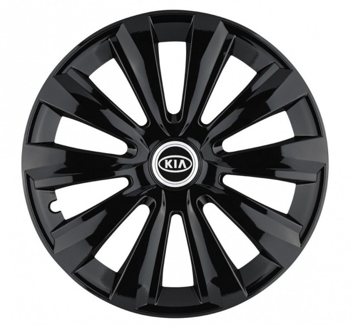 Set 4 Capace Roti Autohelix MSA&reg;, potrivite jantelor de R14, pentru Kia, model delta negru