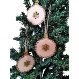 Set 6 decoratiuni din lemn, cu fulgi din lemn si sclipici