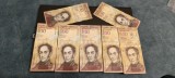 Lot 7 Bancnote 100 bolivari bolivares Venezuela 2011 2013 ani si semnaturi diferite (stari VG/F/VF)