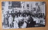 fotografie veche de colectie, perioada regala, anii 1920, imagine masa festiva probabil Botez - Bazargic
