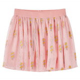 Fusta Copii Tul Roz Deschis vidaXL 104 (3-4 Ani) cu Inghetata, Bumbac/Elastan, Talie Elastica, Linie A