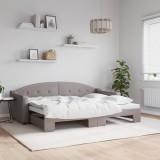 Cumpara ieftin Pat de zi cu extensie, gri taupe, 80x200 cm, textil